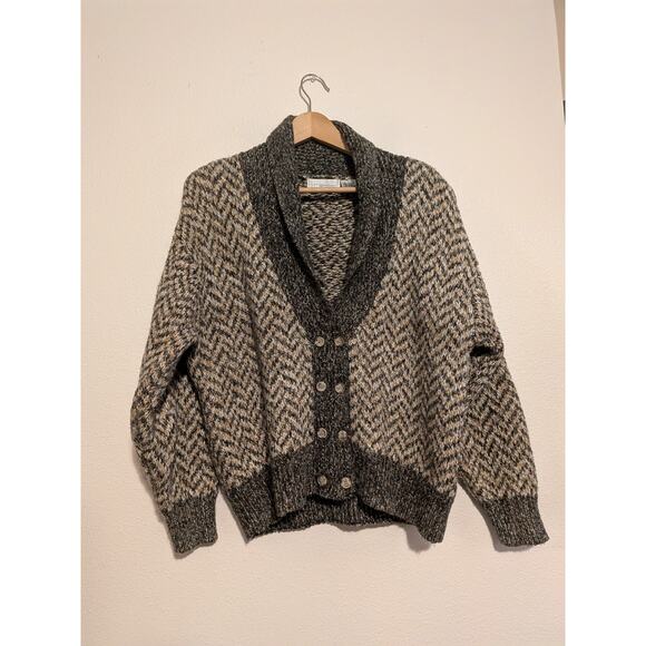 ic winters button down sweater zig zag stripes shawl collar size Large - Picture 2 of 6